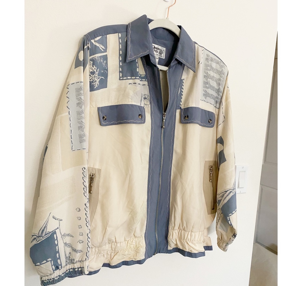 Beautiful Unique Vintage Clipper Bay Nylon Windbreaker Jacket Women's Sz M.